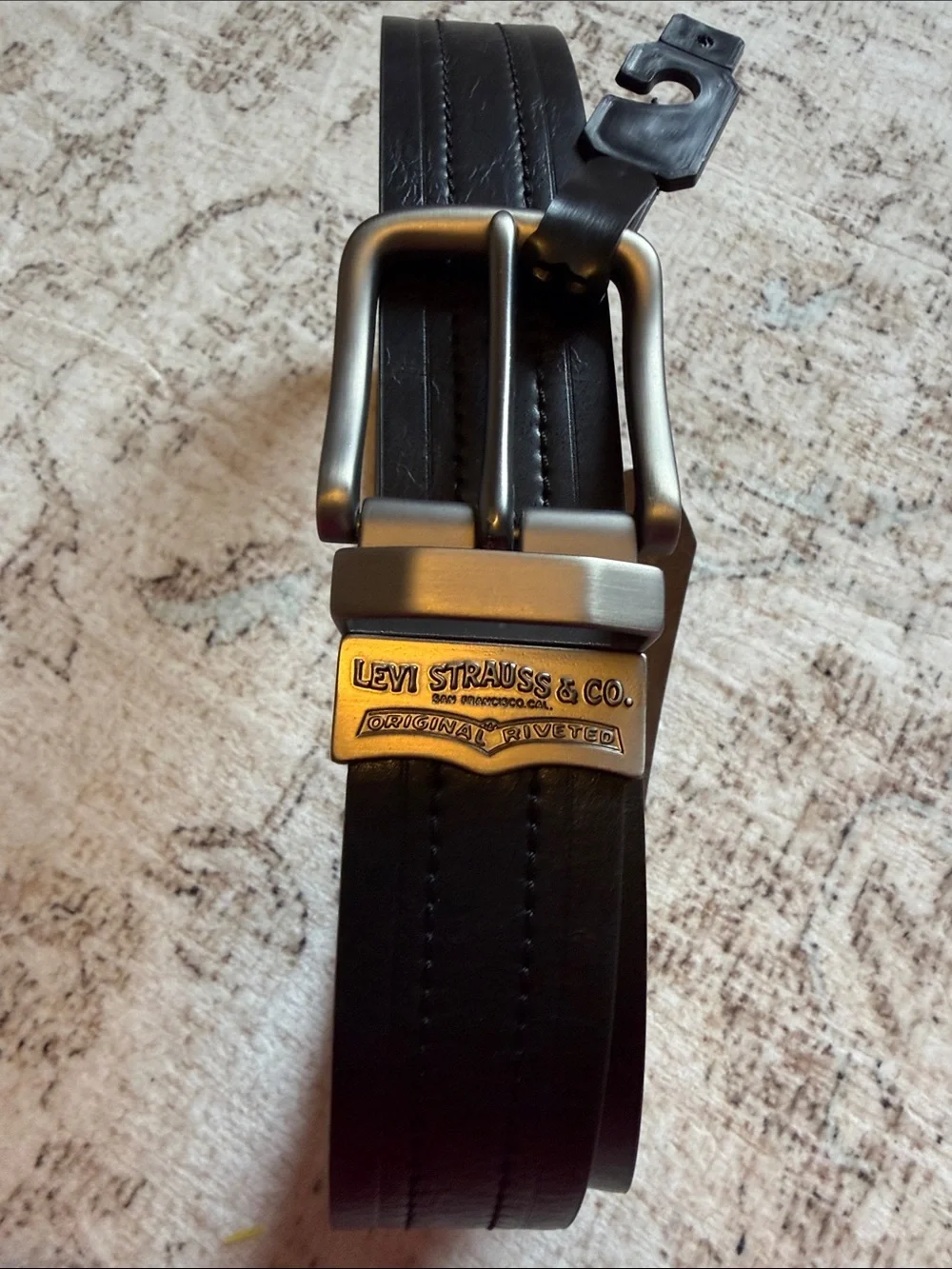 Men's Black Leather Dress Belt with Matte Gunmetal Buckle